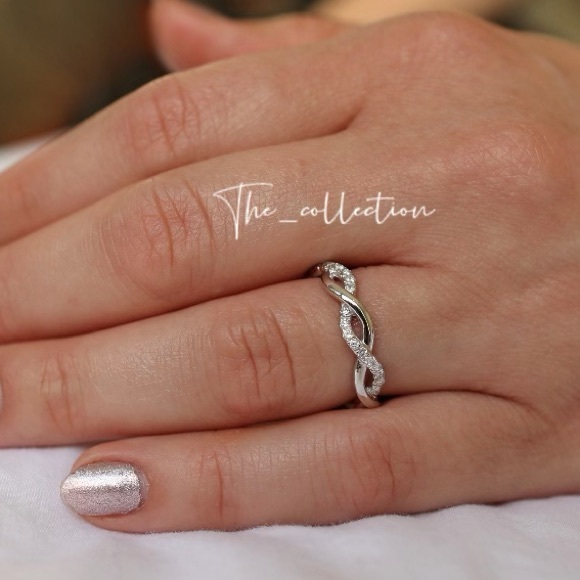 STERLING SILVER INFINITY DIAMOND RING - Picture 2 of 5